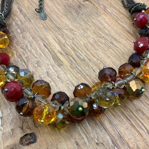 Ali Khan New York Multicolor Crystal Cluster Beaded Leather Cord Necklace